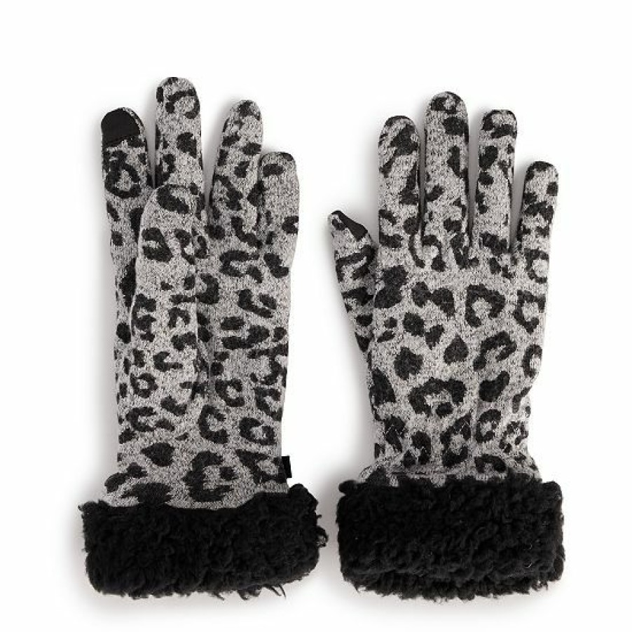 Womens * | Women'S Cuddl Duds Soft Knit Gloves With Sherpa Cuff