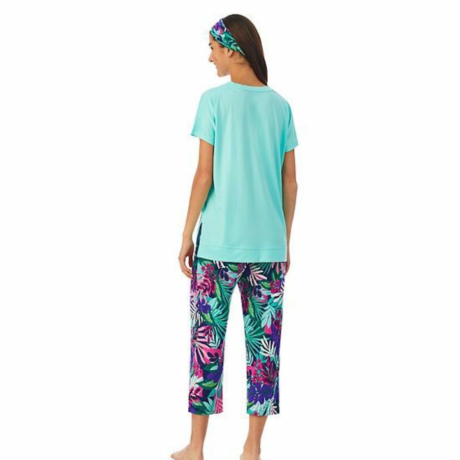 Womens * | Women'S Cuddl Duds 3-Piece Pajama Top, Pajama Capri Pants & Headband Sleep Set