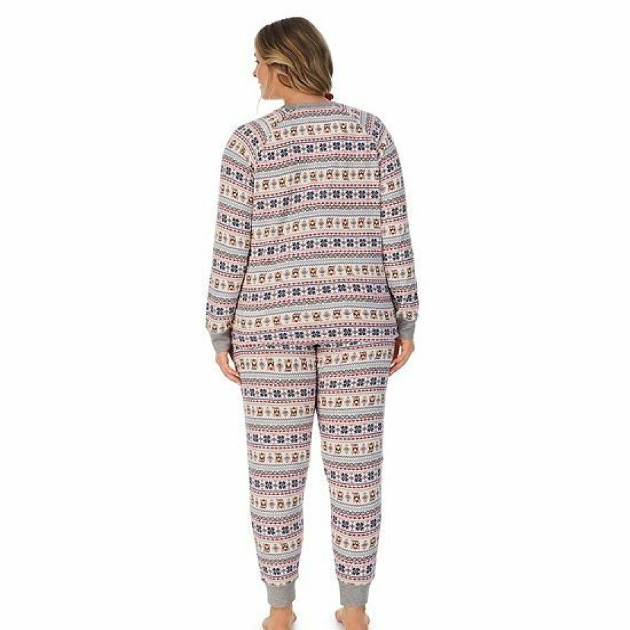 Womens * | Plus Size Cuddl Duds 3-Pc. Knit Long Sleeve Pajama Top, Banded Bottom Pajama Pants & Scrunchie Set