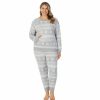 Womens * | Plus Size Cuddl Duds Kangaroo Pocket Pajama Top And Banded Bottom Pajama Pants Sleep Set