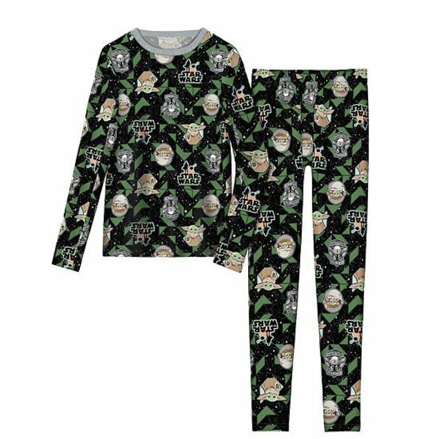 Womens * | Boys Cuddl Duds Mandolorian The Child Stretch 2-Piece Base Layer Set