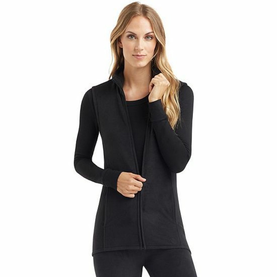 Womens * | Women'S Cuddl Duds Fleecewear With Stretch Full Zippered Vest