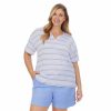 Womens * | Plus Size Cuddl Duds Far-Infrared Enhance Short Sleeve Pajama Top & Pajama Shorts Sleep Set