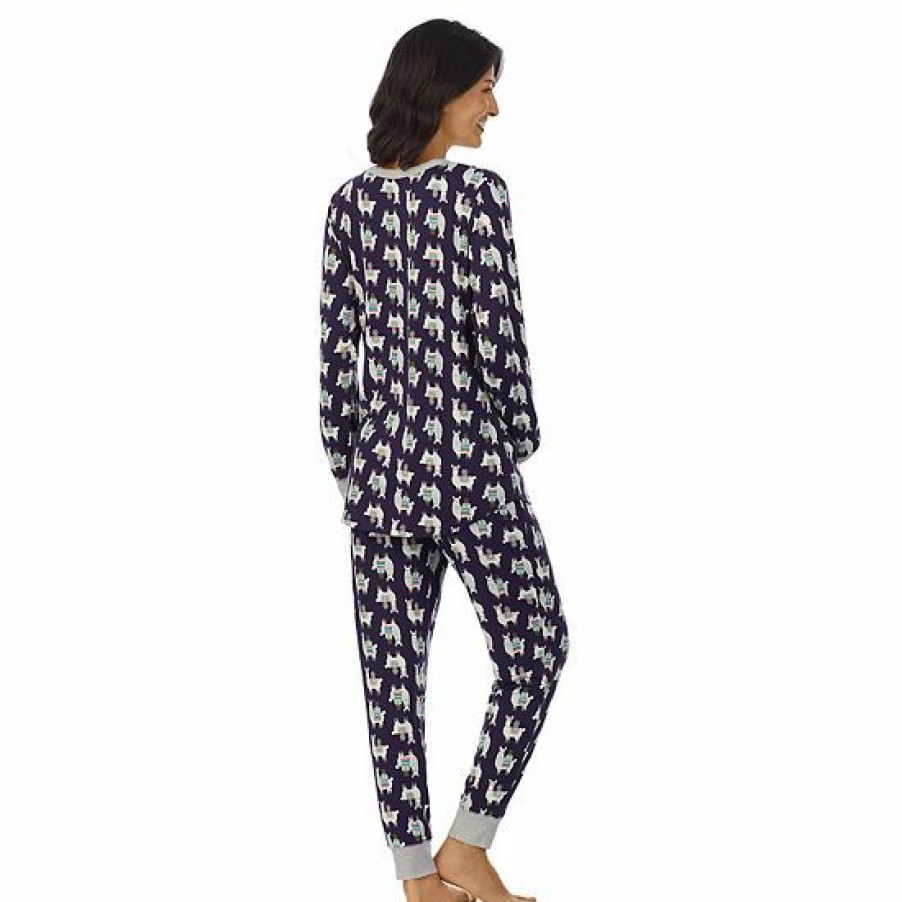 Womens * | Maternity Cuddl Duds Henley Pajama Top & Jogger Pajama Pants Set