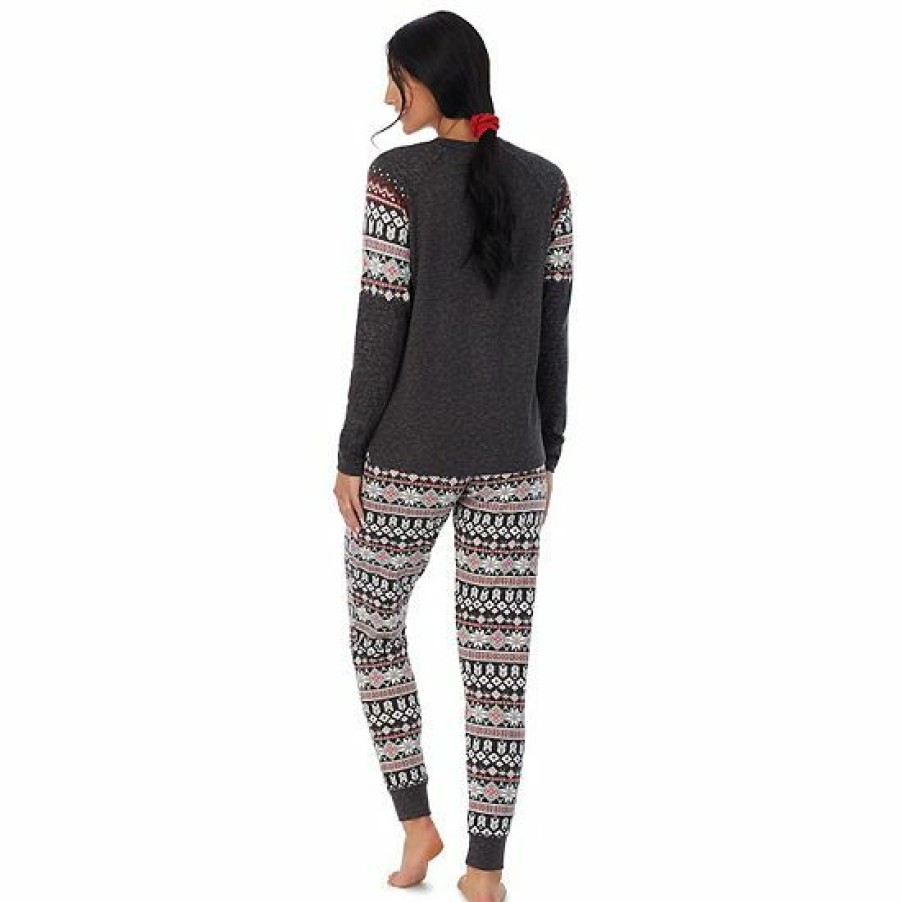 Womens * | Petite Cuddl Duds 3-Pc. Knit Long Sleeve Pajama Top, Banded Bottom Pajama Pants & Scrunchie Set