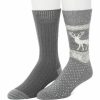 Womens * | Men'S Climatesmart By Cuddl Duds 2-Pack Deer Fairisle Crew Socks