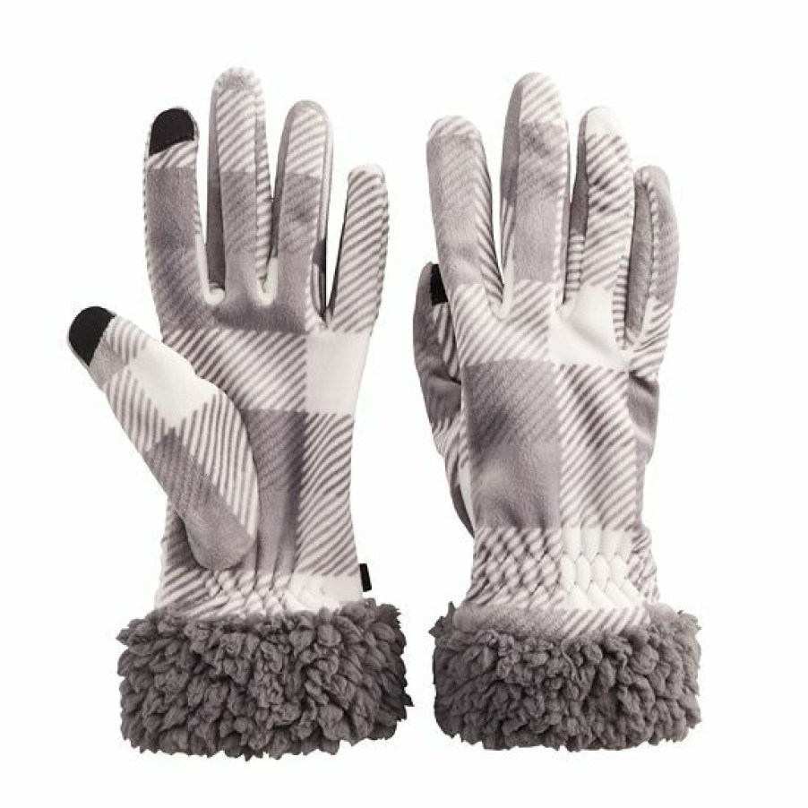 Womens * | Women'S Cuddl Duds Double Plush Velour & Sherpa Cuff Gloves