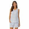 Womens * | Women'S Cuddl Duds Far-Infrared Enhance Short Sleeve Pajama Tank Top & Pajama Shorts Sleep Set