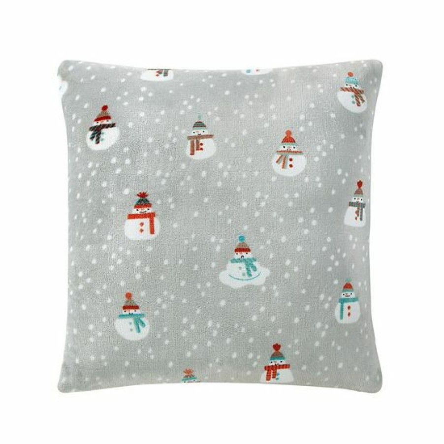 Home Decor * | Cuddl Duds Cozy Soft Snowmen Printed Plush Throw Pillow