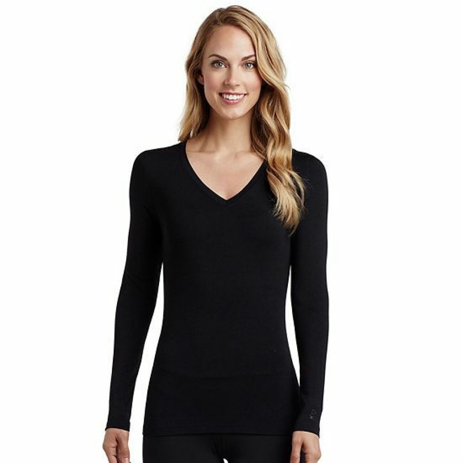 Womens * | Women'S Cuddl Duds Softwear With Stretch Long Sleeve V-Neck Top