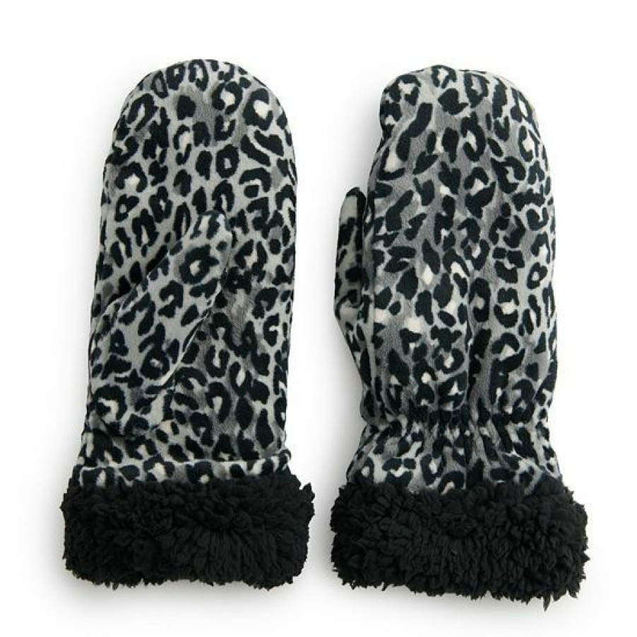 Womens * | Women'S Cuddl Duds Sherpa Cuff Velour Mittens