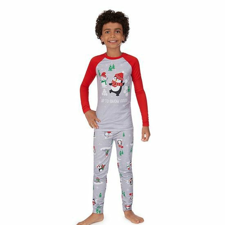 Womens * | Boys 4-14 Jammies For Your Families Penguin & Friends Raglan Pajama Set By Cuddl Duds