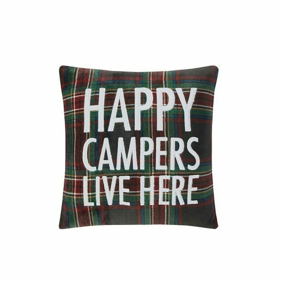 Home Decor * | Cuddl Duds Cozy Soft Happy Camper Applique Throw Pillow