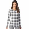 Womens * | Women'S Cuddl Duds Long Sleeve Split V-Neck Stretch Thermal Top