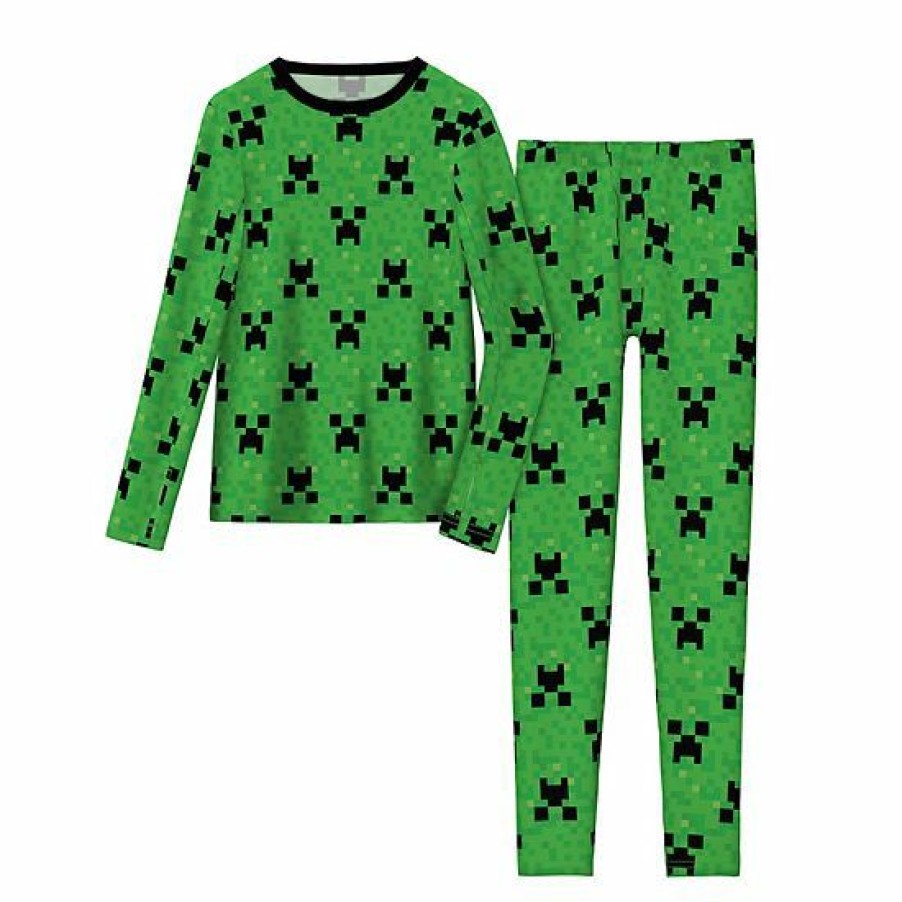 Womens * | Boys Cuddl Duds Minecraft Stretch 2-Piece Base Layer Set