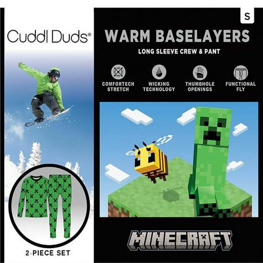 Womens * | Boys Cuddl Duds Minecraft Stretch 2-Piece Base Layer Set