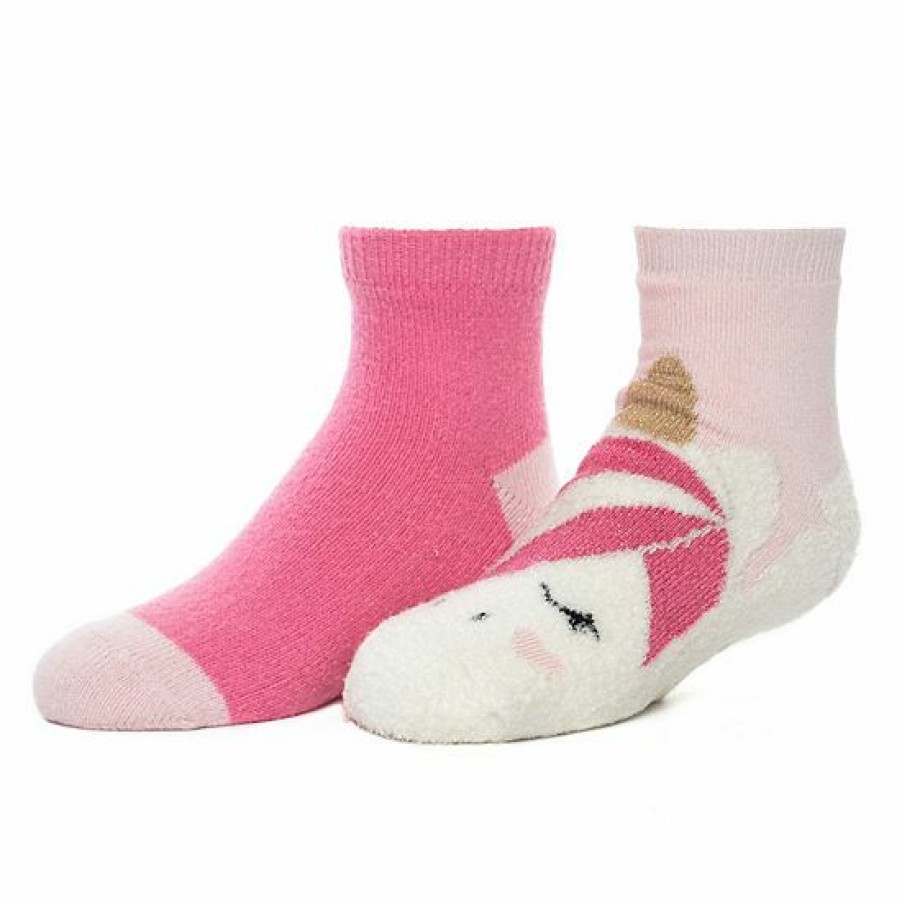 Womens * | Girls Cuddl Duds 2-Pack Plushfill Cozy Slipper Socks With Grippers