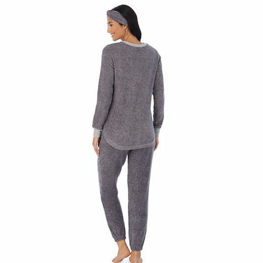 Womens * | Petite Cuddl Duds 3-Pc. Stretch Fleece Long Sleeve Pajama Top, Pajama Pants & Headband Set