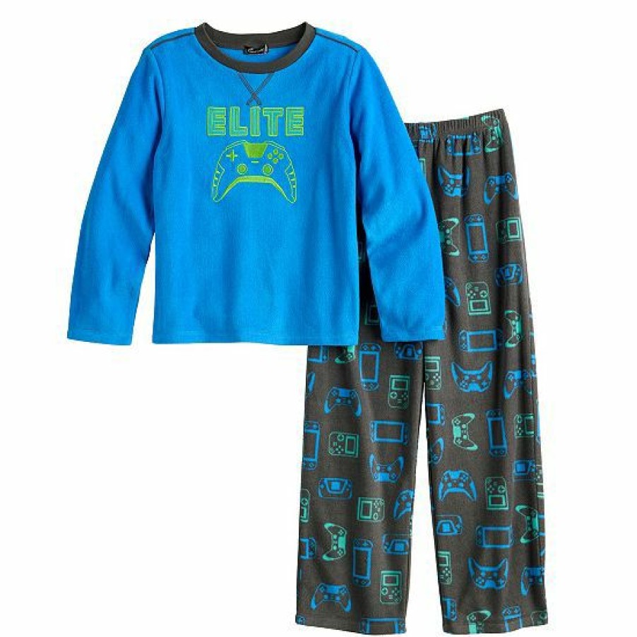 Womens * | Boys 6-16 Cuddl Duds Top & Bottoms Fleece Top & Bottoms Pajama Set