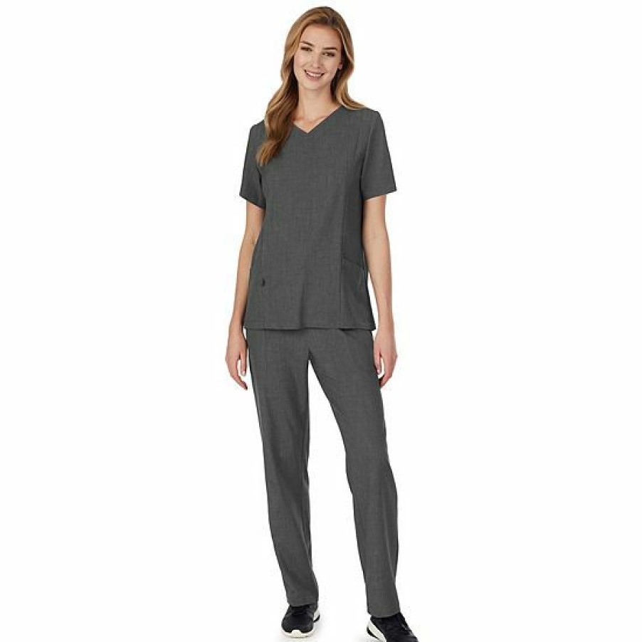 Womens * | Plus Size Cuddl Duds Scrubs Pocketed V-Neck Top