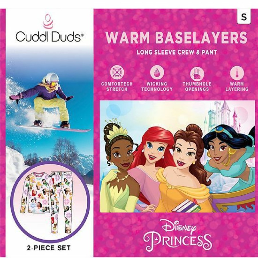 Womens * | Girls 7-16 Cuddl Duds Disney Princesses Stretch 2-Piece Base Layer Set