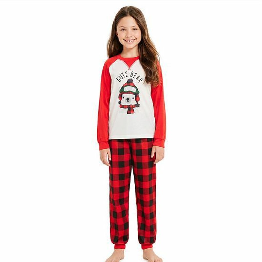 Womens * | Girls 4-18 Jammies For Your Families Beary Cool "Cute Bear" Pajama Set By Cuddl Duds