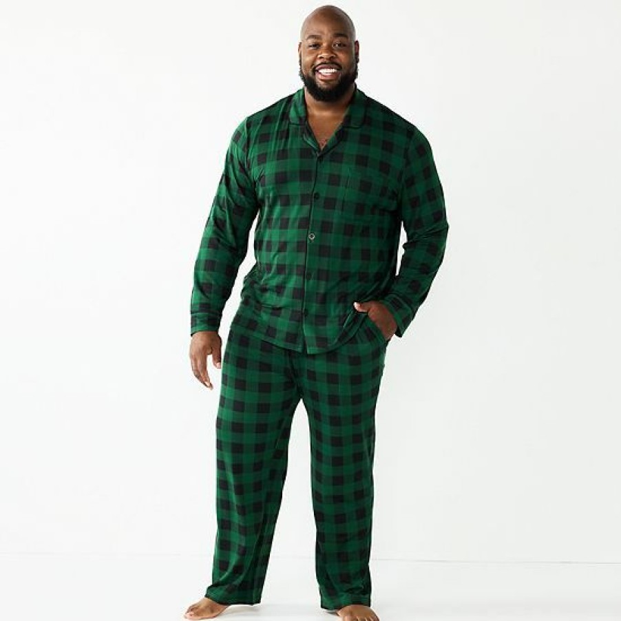 Womens * | Big & Tall Jammies For Your Families Beary Cool Buffalo Check Pajama Set By Cuddl Duds