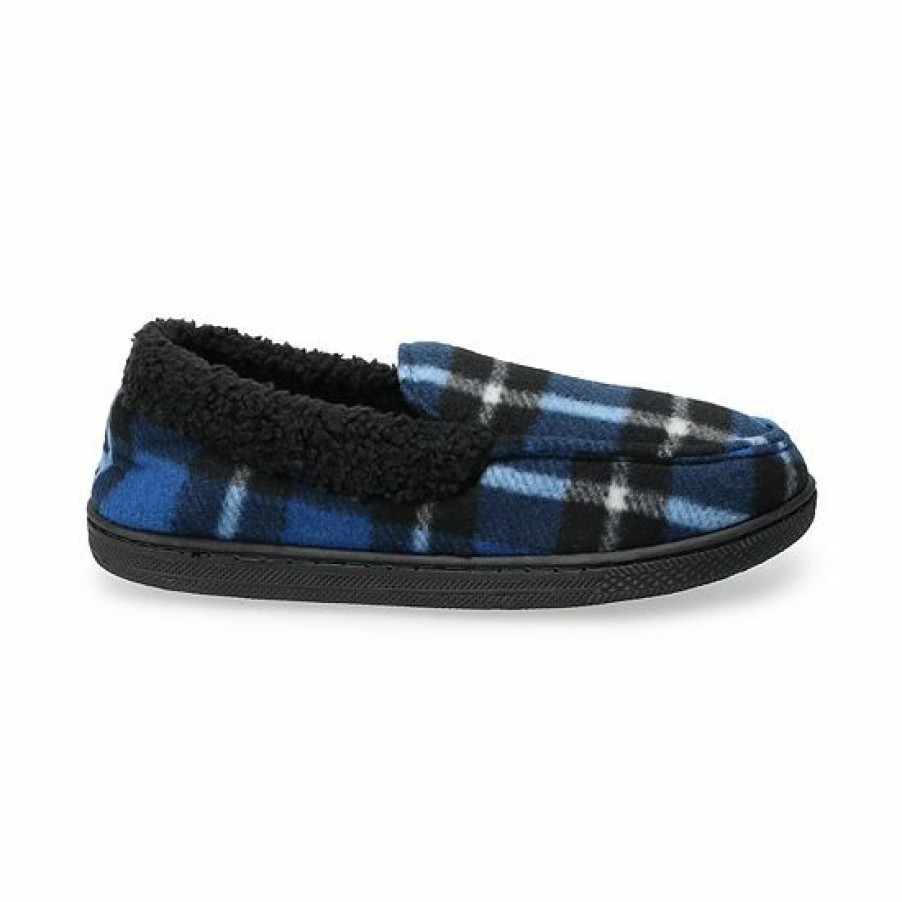 Boys * | Boys Cuddl Duds Plaid Fleece Slippers