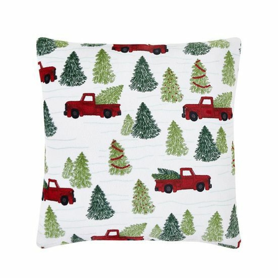 Home Decor * | Cuddl Duds Cozy Soft Trucks & Trees Printed Throw Pillow