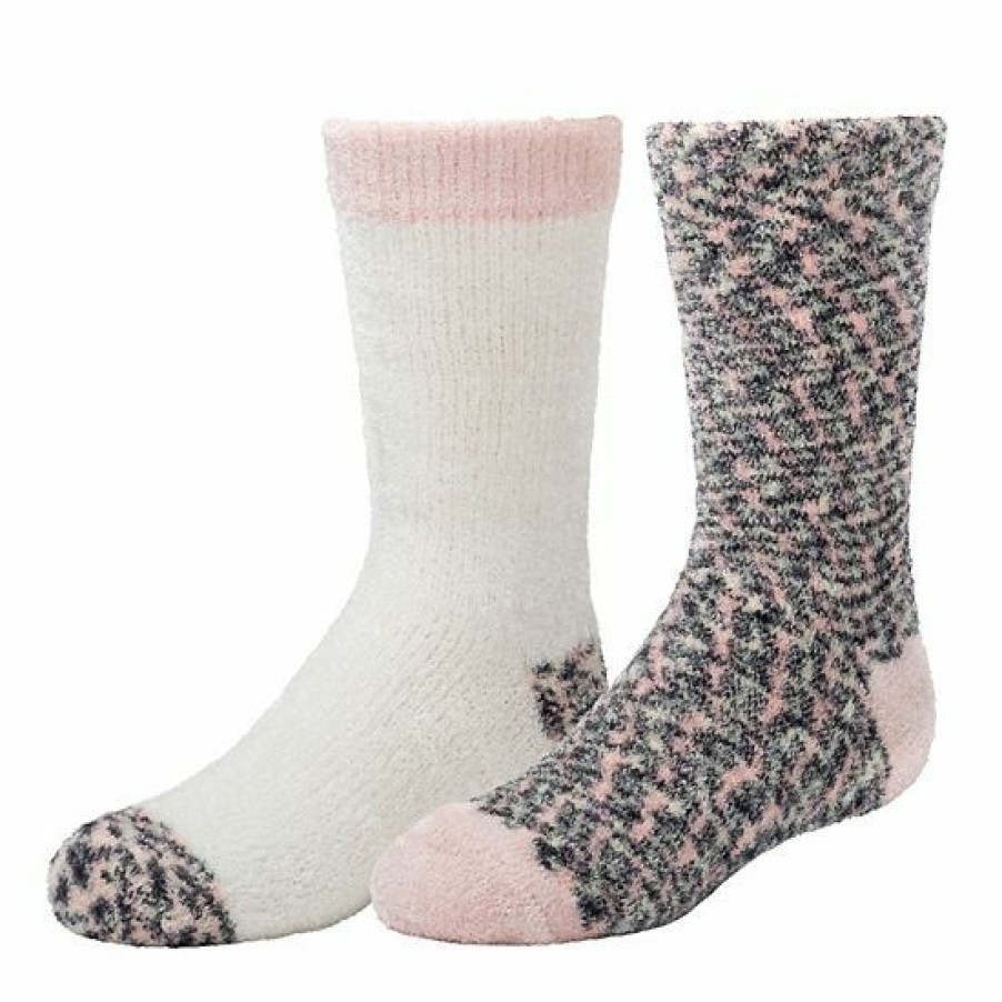 Womens * | Girls Cuddl Duds 2-Pack Chenille Spacedye Socks