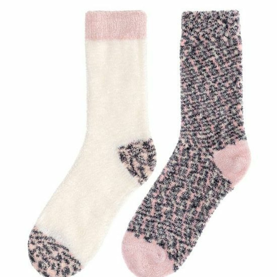 Womens * | Girls Cuddl Duds 2-Pack Chenille Spacedye Socks