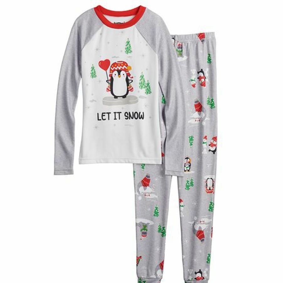 Womens * | Girls 4-12 Jammies For Your Families Penguin & Friends Raglan Pajama Set By Cuddl Duds