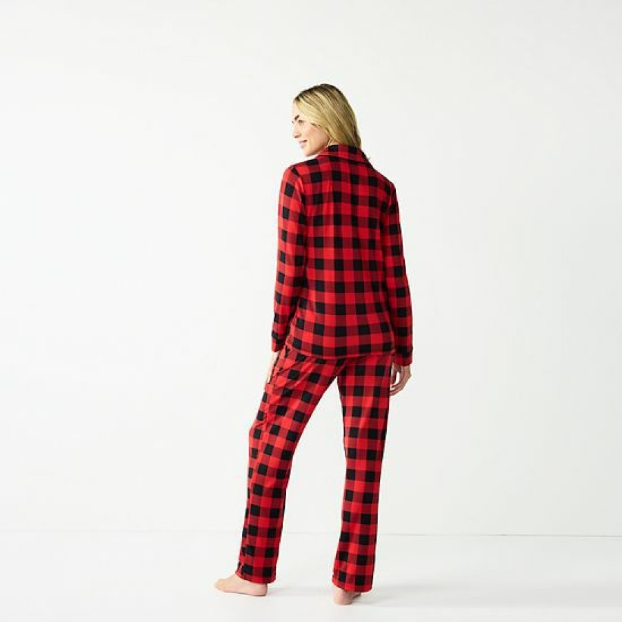 Womens * | Women'S Jammies For Your Families Beary Cool Buffalo Check Pajama Set By Cuddl Duds