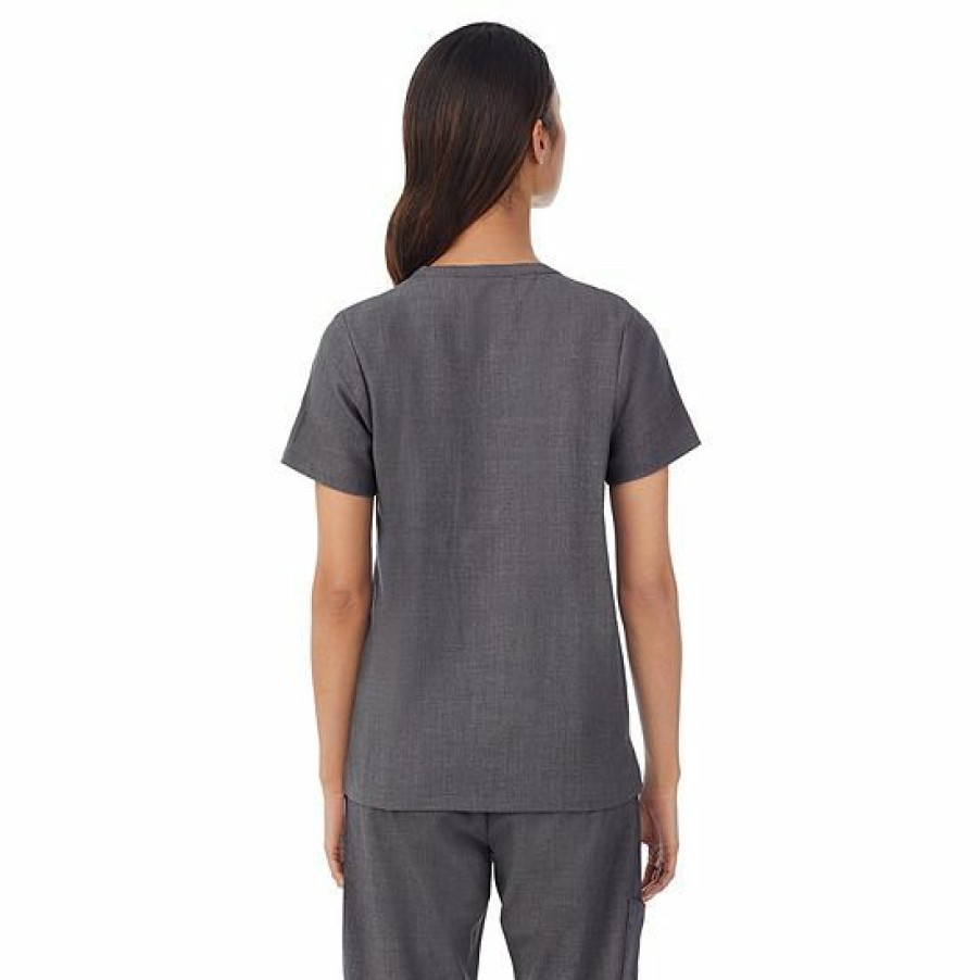 Womens * | Women'S Cuddl Duds Scrubs Henley Top With 2 Pockets