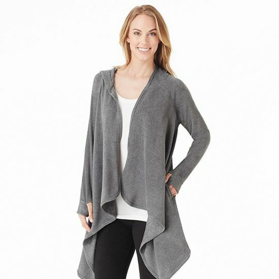 Womens * | Women'S Cuddl Duds Fleecewear With Stretch Long Sleeve Hooded Wrap