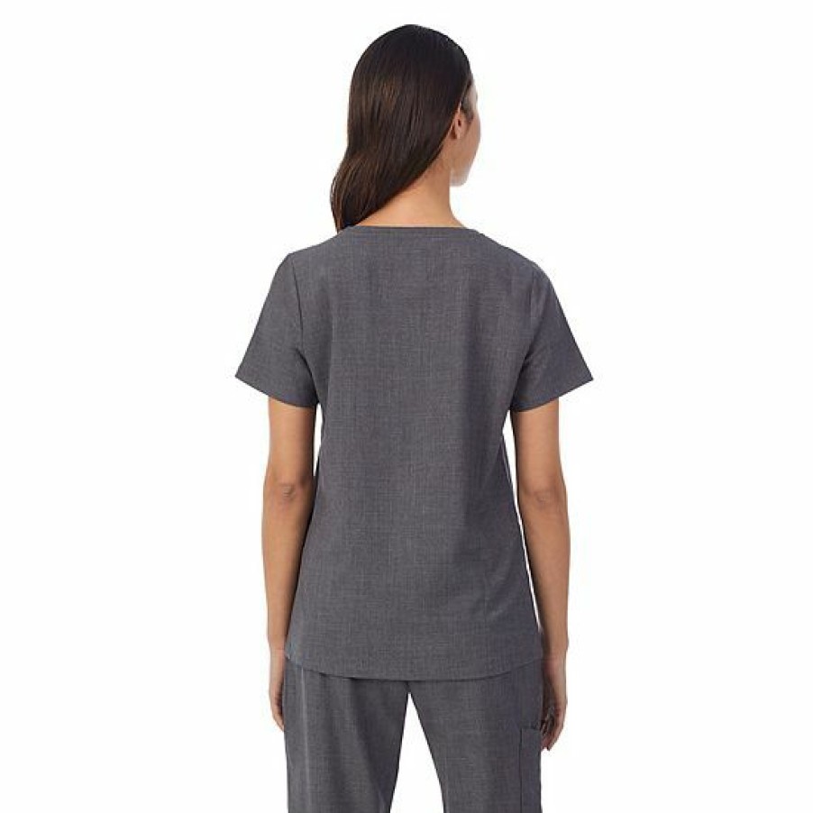 Womens * | Women'S Missy Cuddl Duds Scrubs V-Neck Top With 3 Pockets