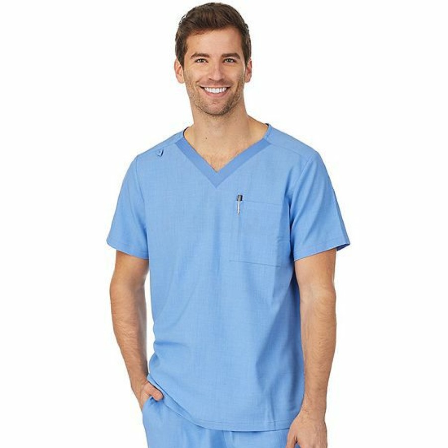 Womens * | Men'S Cuddl Duds Scrubs Classic V-Neck Top With Zip Back Pocket