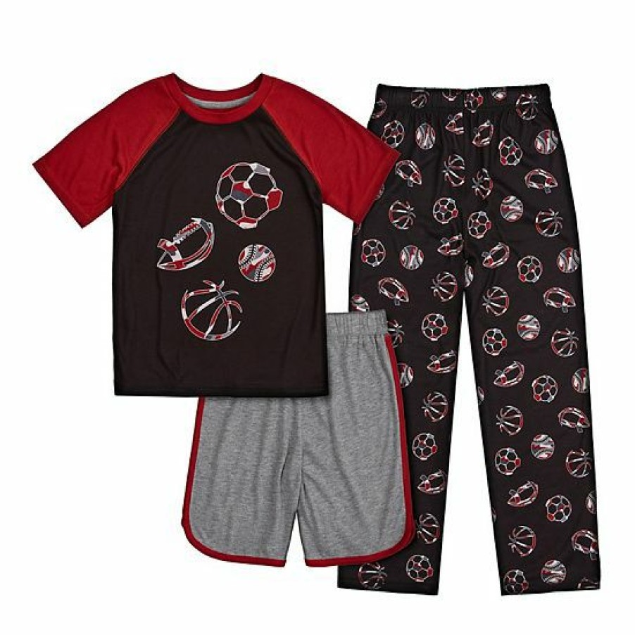 Womens * | Boys 4-16 Cuddl Duds Top, Shorts & Pants Pajama Set