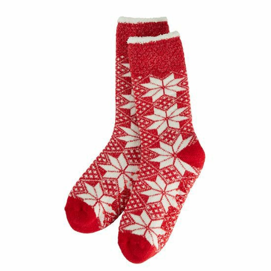 Womens * | Women'S Cuddl Duds Snowflake Cozy Lined Lounge Slipper Socks