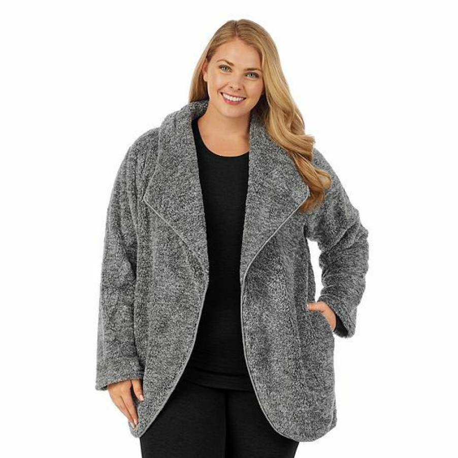 Womens * | Plus Size Cuddl Duds Chenille Plush Cardigan