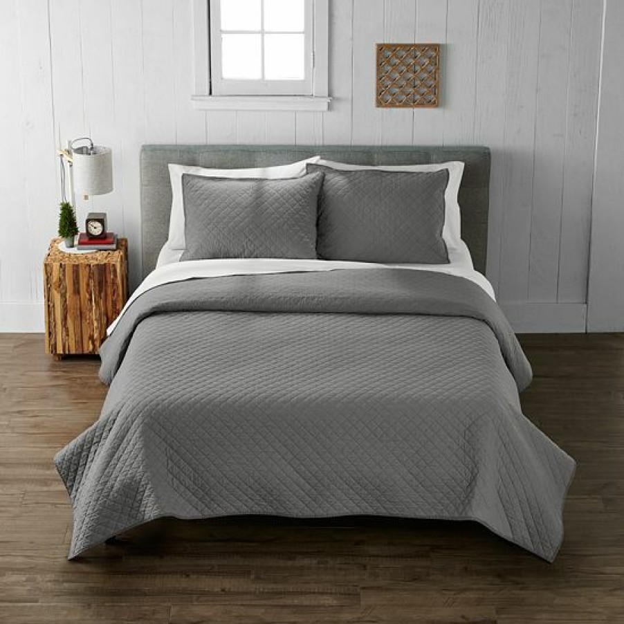 Bed & Bath * | Cuddl Duds Solid Flannel Quilt Set With Shams