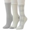 Womens * | Women'S Cuddl Duds 3-Pack Plushfill* Midweight Plaid & Scalloped Textured Crew Socks