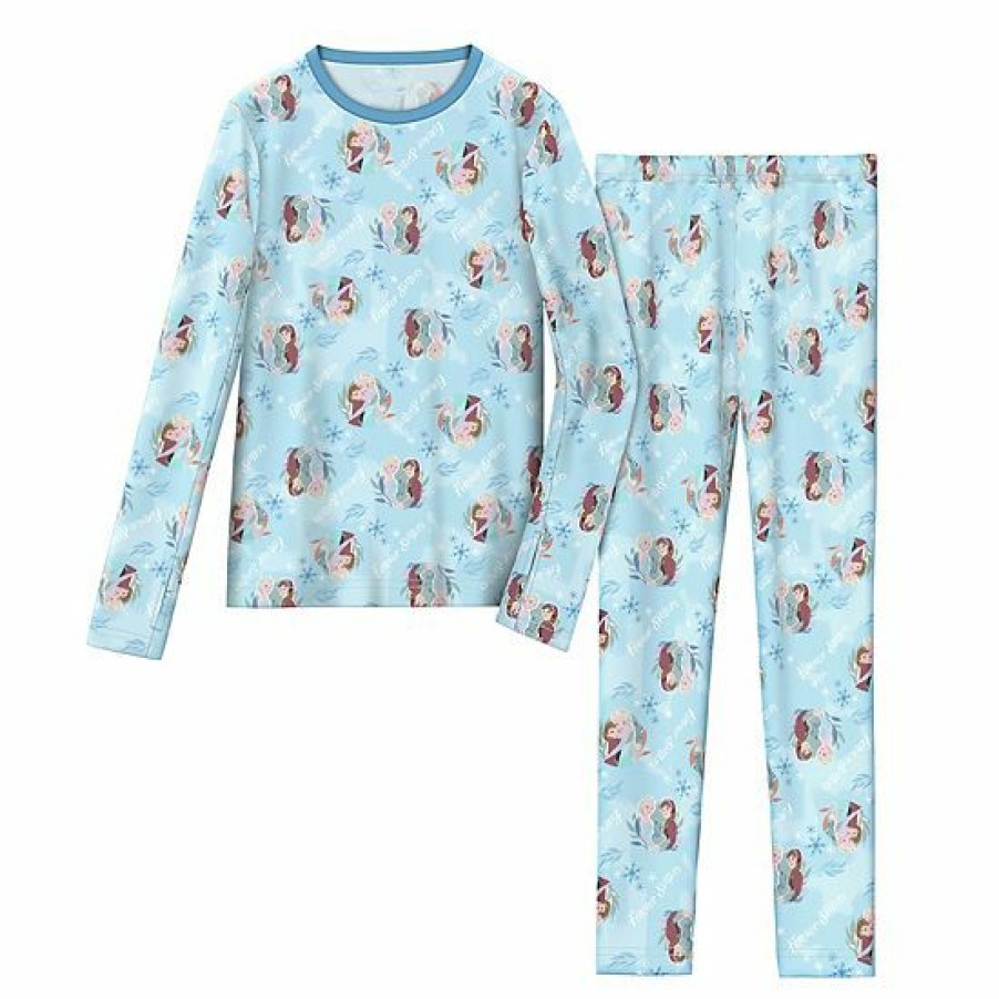 Womens * | Girls 7-16 Cuddl Duds Disney'S Frozen Stretch 2-Piece Base Layer