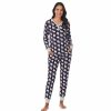 Womens * | Women'S Cuddl Duds Henley Pajama Top And Banded Bottom Pajama Pants Sleep Set