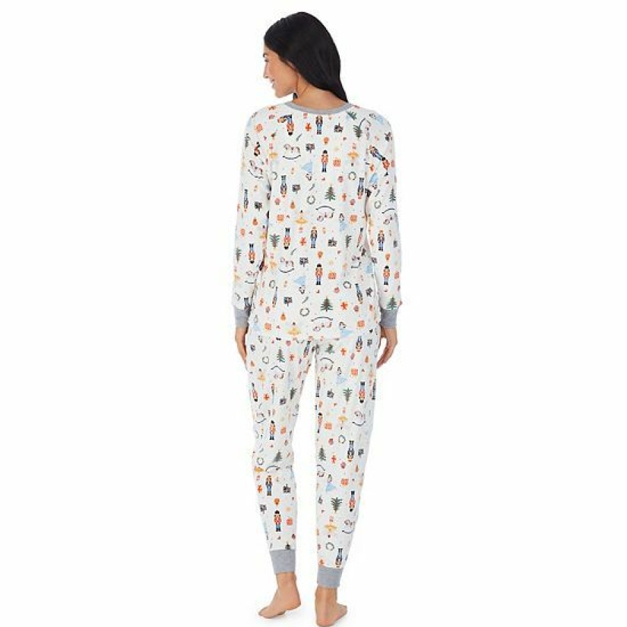 Womens * | Petite Cuddl Duds Velour Fleece V-Neck Pajama Top And Banded Bottom Pajama Pants Sleep Set