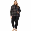 Womens * | Plus Size Cuddl Duds Fleece Long Sleeve Pajama Top And Banded Bottom Pajama Pants Sleep Set