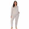 Womens * | Plus Size Cuddl Duds Henley Pajama Top And Banded Bottom Pajama Pants Sleep Set