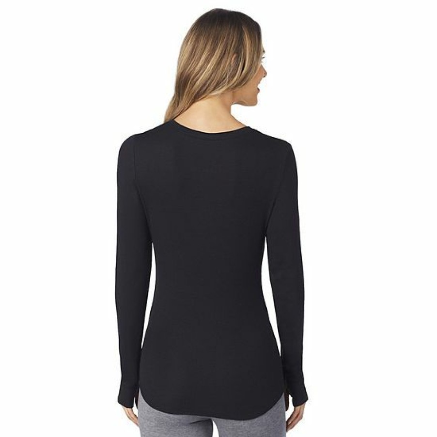 Womens * | Women'S Cuddl Duds Softwear With Stretch Ribbed Long Sleeve Henley Top