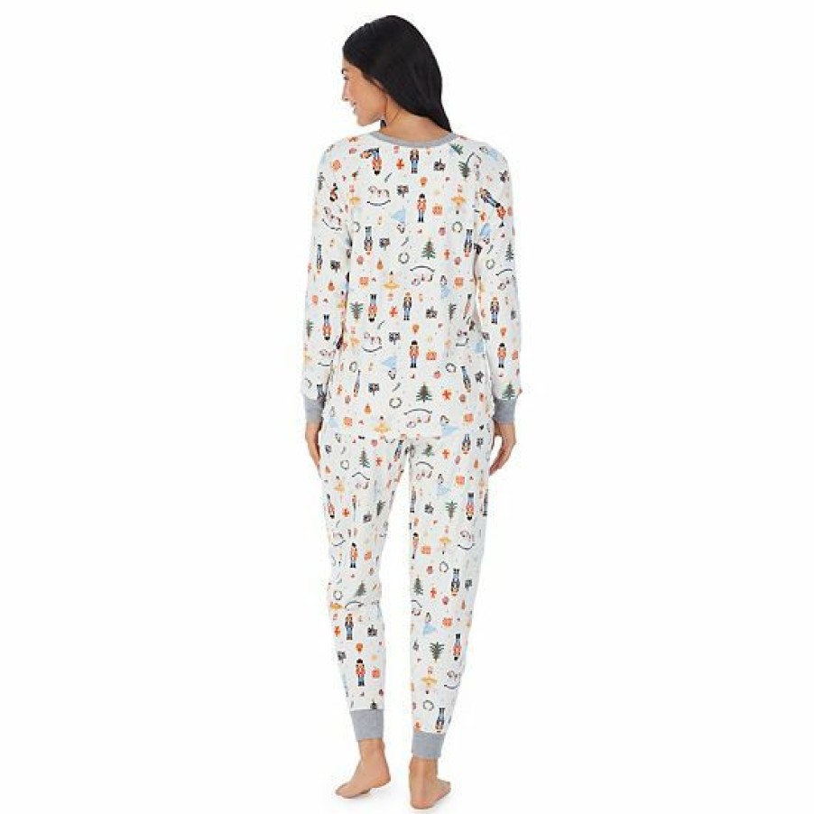 Womens * | Women'S Cuddl Duds Velour Fleece V-Neck Pajama Top And Banded Bottom Pajama Pants Sleep Set