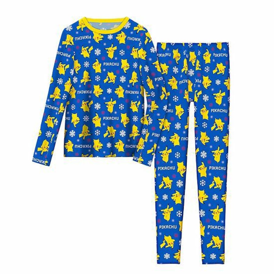 Womens * | Boys Cuddl Duds Pokemon Pikachu Stretch 2-Piece Base Layer Set